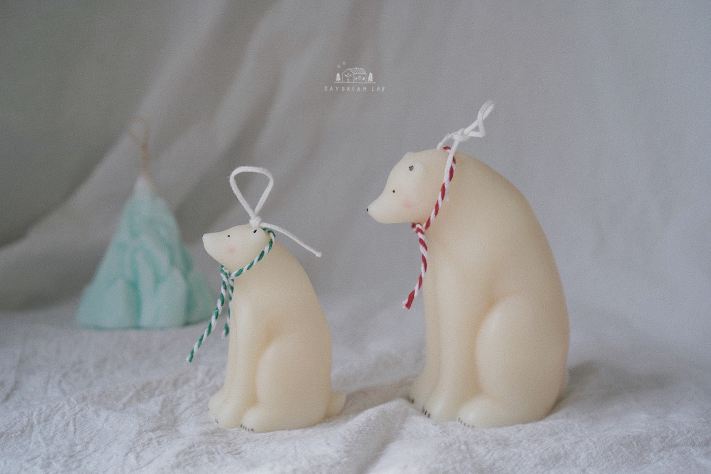 Polar Bear Family Pillar Candles 2pcs