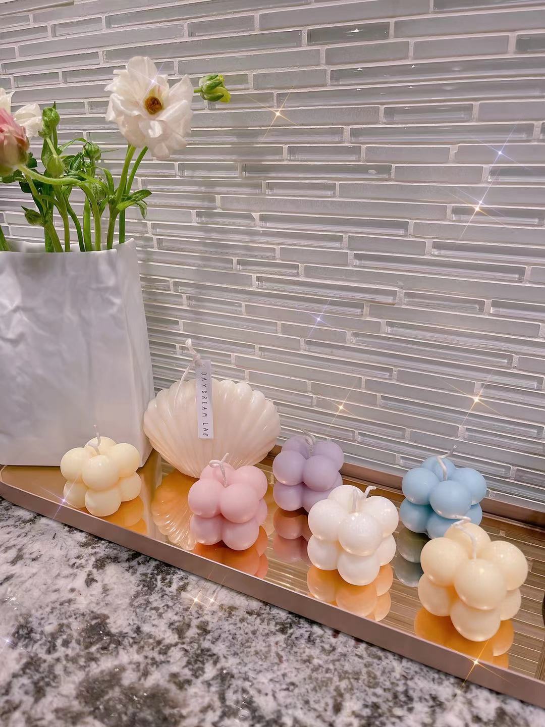 Bubble Cube Pillar Candles (Pre-order)
