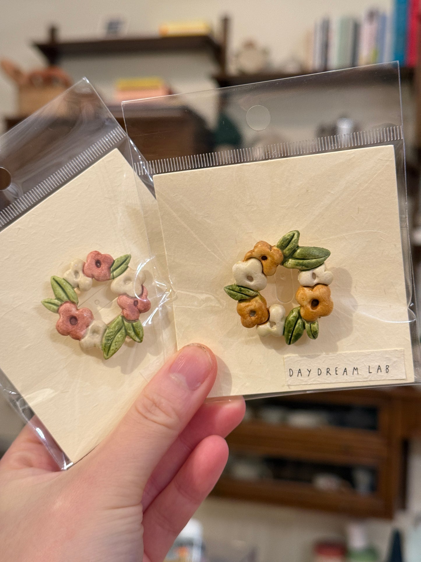 Flower Wreath Clay Pins