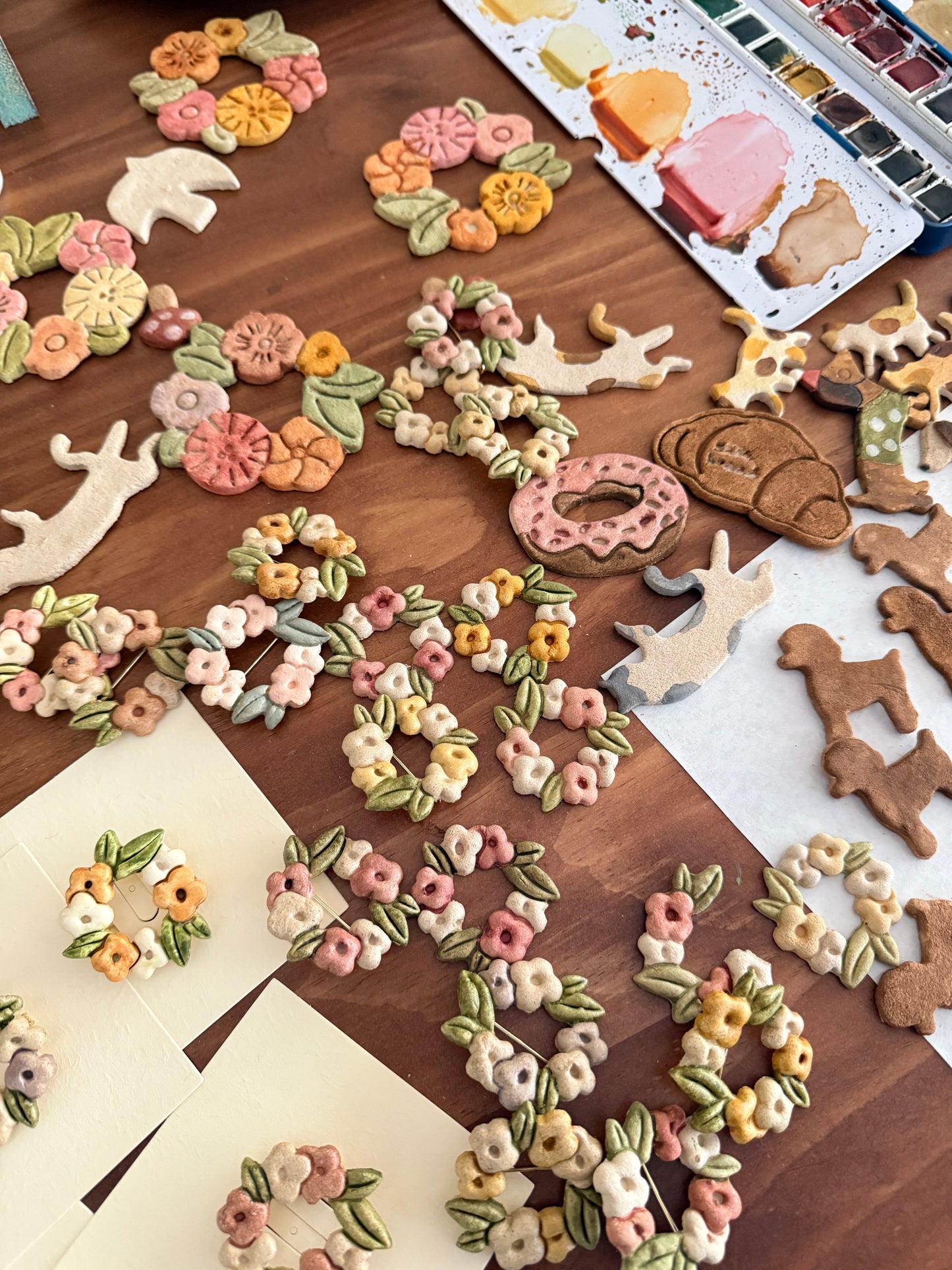 Flower Wreath Clay Pins