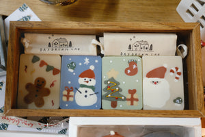 Christmas Cold Process Soap PREMIUM Gift Box - Hand drawn Classic Christmas Soaps (large rectangle one)