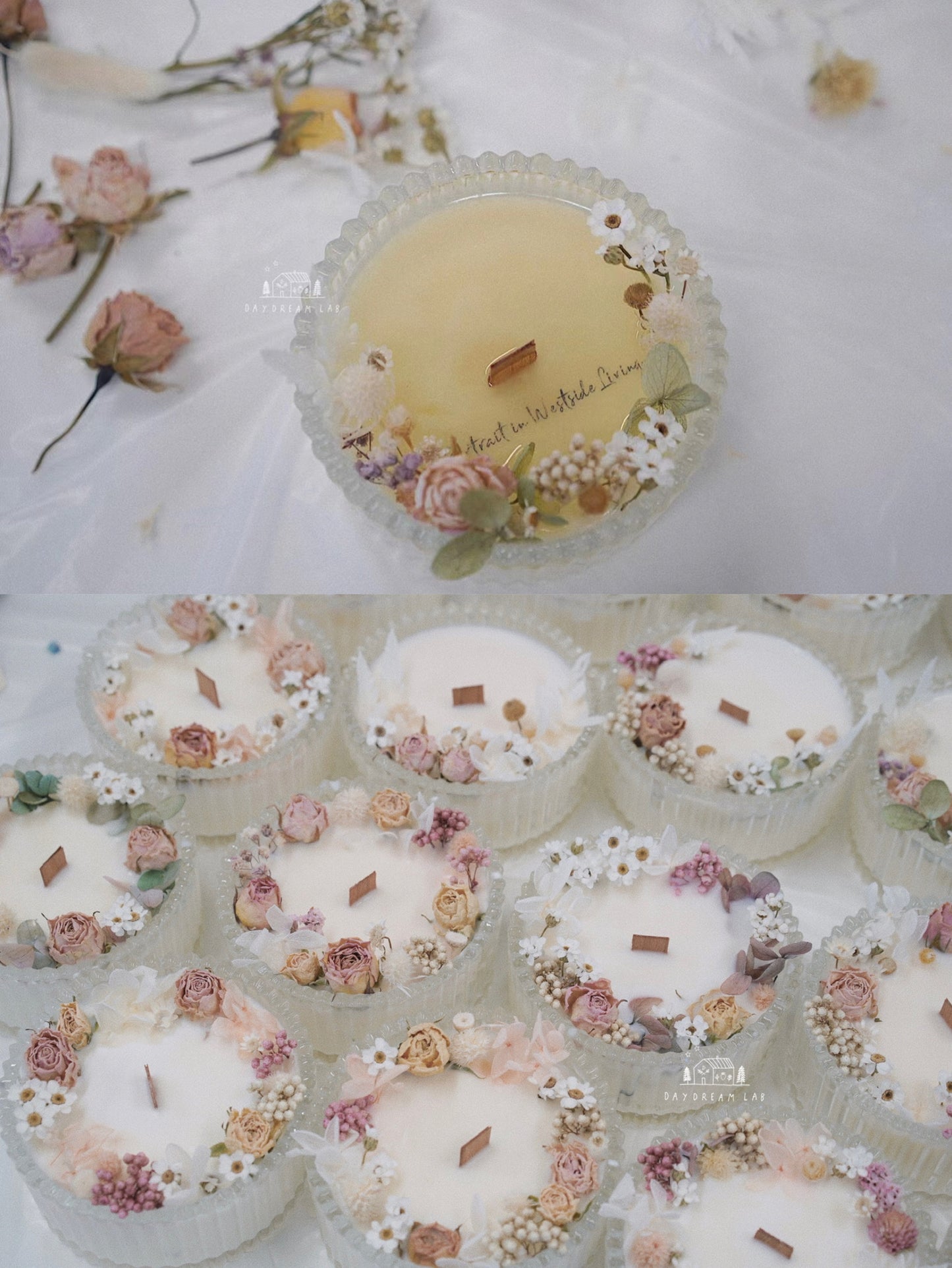 Workshop - Message/Propose Candle decorated with Dried flowers + Scented wax tablet 干花表白蜡烛+干花蜡牌