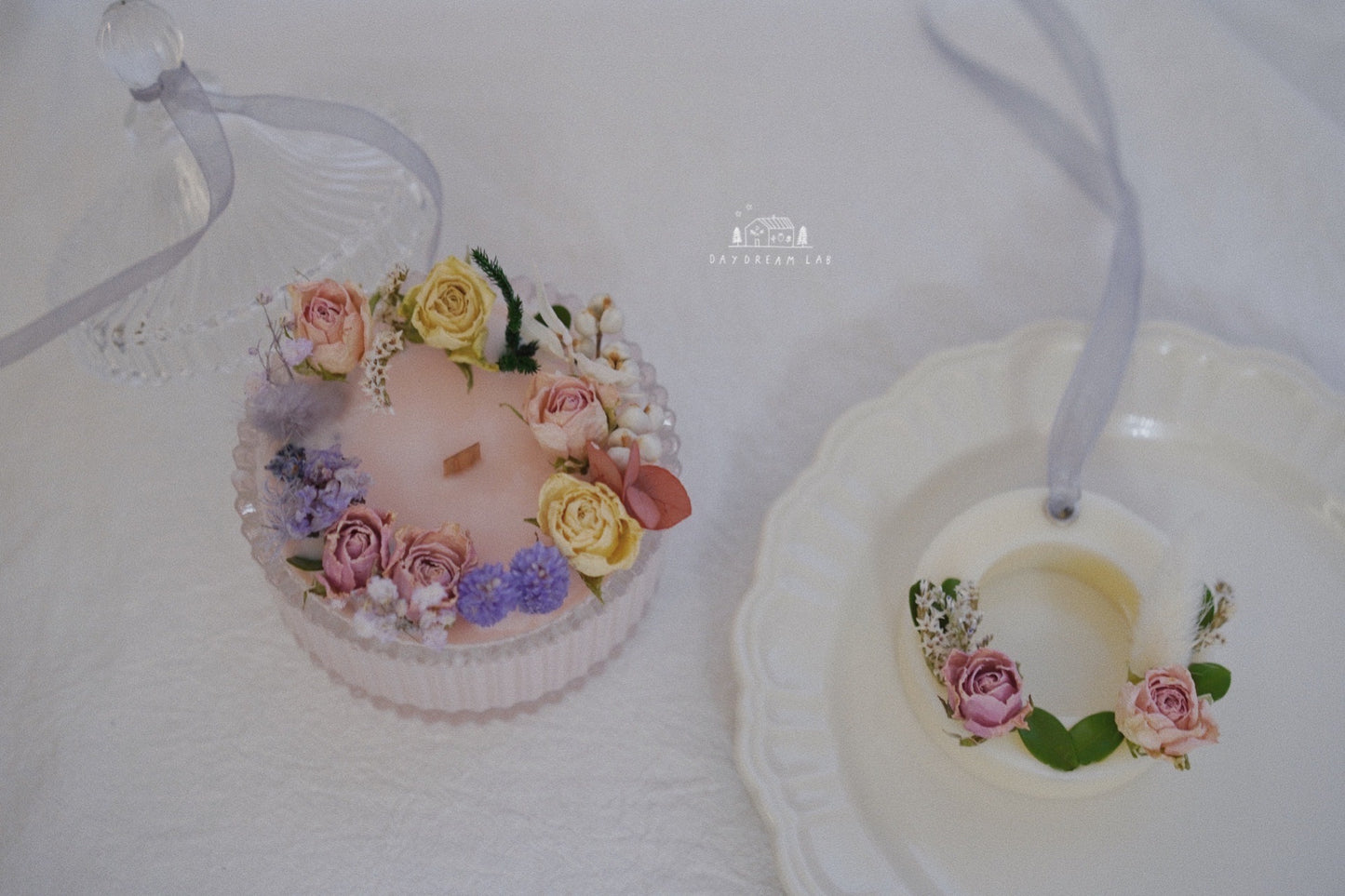 Workshop - Message/Propose Candle decorated with Dried flowers + Scented wax tablet 干花表白蜡烛+干花蜡牌