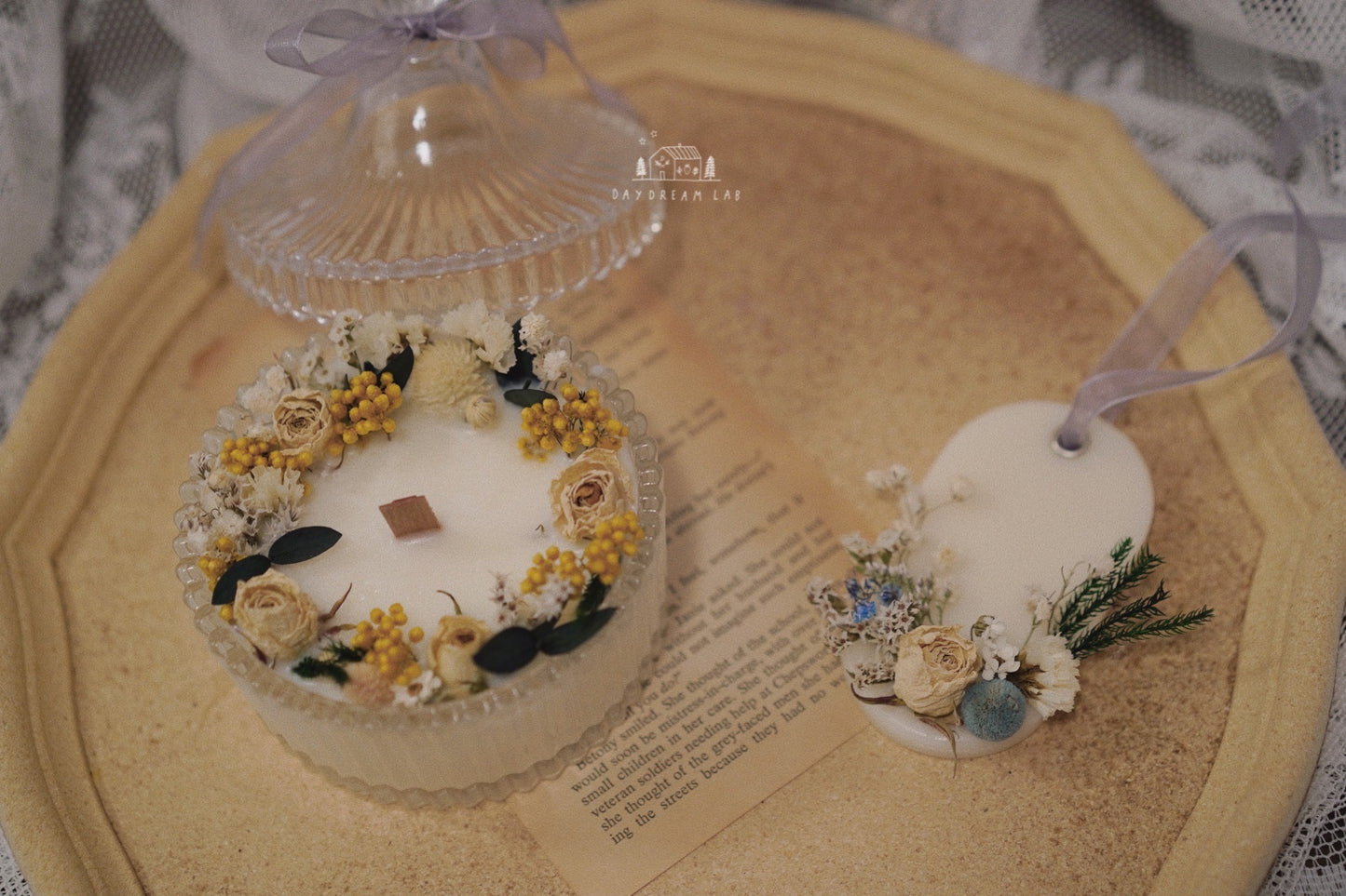 Workshop - Message/Propose Candle decorated with Dried flowers + Scented wax tablet 干花表白蜡烛+干花蜡牌