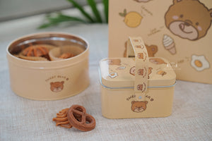 带可爱熊或兔子的曲奇皂罐礼盒 |可爱小熊兔饼干饼干礼盒